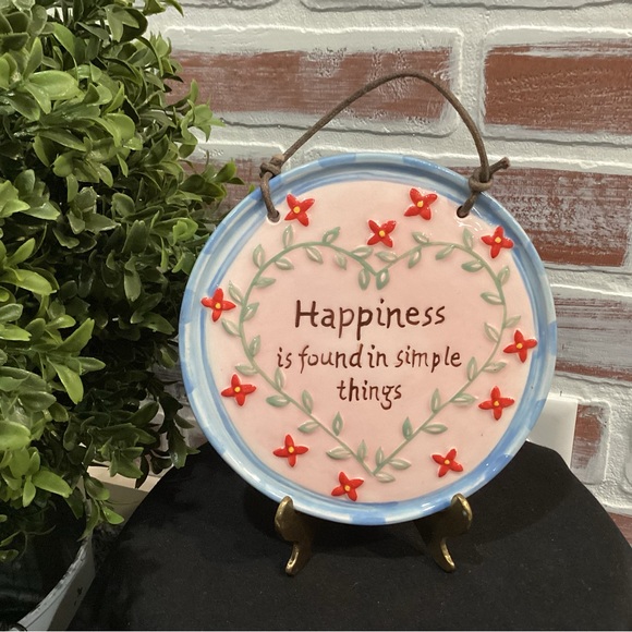 Paula. Other - Hand Painted Ceramic Plaque by Paula - “Happiness is found in simple things”